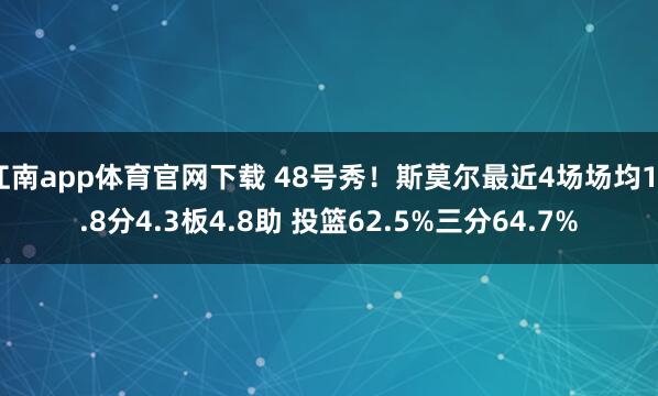 江南app体育官网下载 48号秀！斯莫尔最近4场场均15.8分4.3板4.8助 投篮62.5%三分64.7%