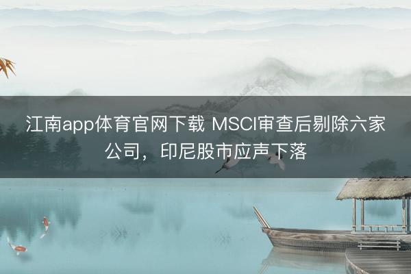 江南app体育官网下载 MSCI审查后剔除六家公司,印尼股市应声下落