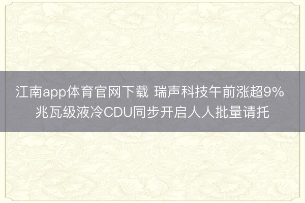 江南app体育官网下载 瑞声科技午前涨超9% 兆瓦级液冷CDU同步开启人人批量请托